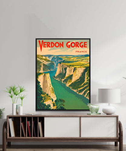 Verdon Gorge Vintage Travel Poster - Emerald Waters and Dramatic Cliffs