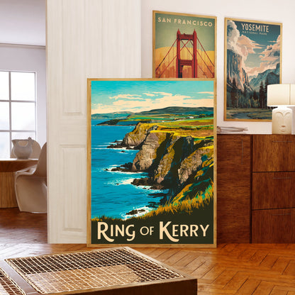 Ring of Kerry Vintage Travel Poster - Rolling Landscapes