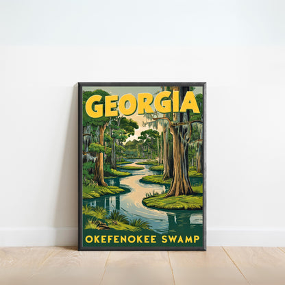 Okefenokee Swamp Vintage Travel Poster