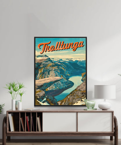 Trolltunga Vintage Travel Poster