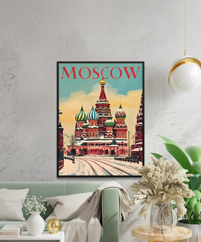 Moscow Vintage Travel Poster - Red Square and Beyond