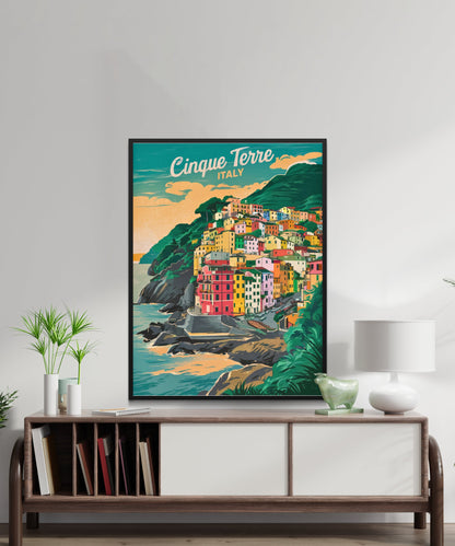 Cinque Terre Vintage Travel Poster - Italian Riviera