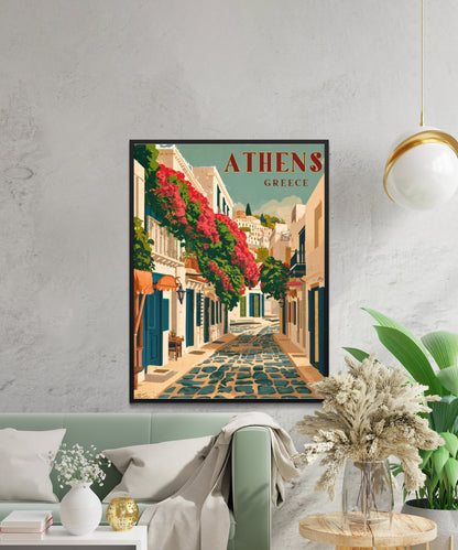 Athens Vintage Travel Poster - Greece Street