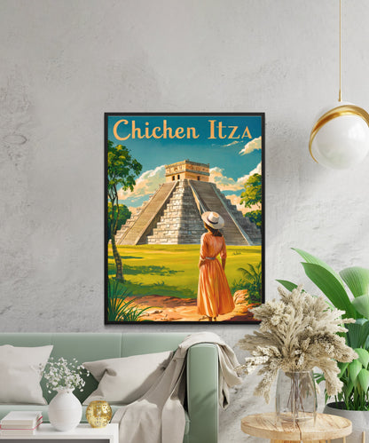 Chichen Itza Vintage Travel Poster - Historical Site