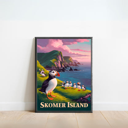 Skomer Island Vintage Travel Poster