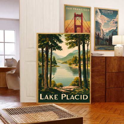 Lake Placid Vintage Travel Poster - Timeless Adirondack Beauty