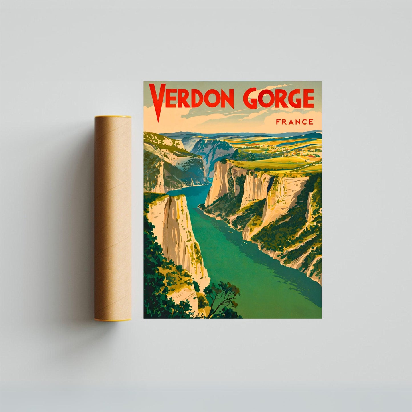 Verdon Gorge Vintage Travel Poster - Emerald Waters and Dramatic Cliffs