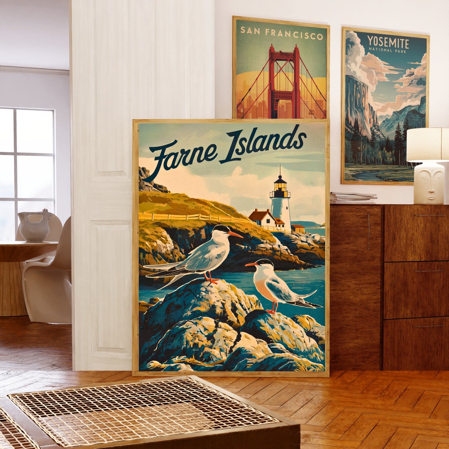 Farne Islands Vintage Travel Poster - Serene Coastal Escape