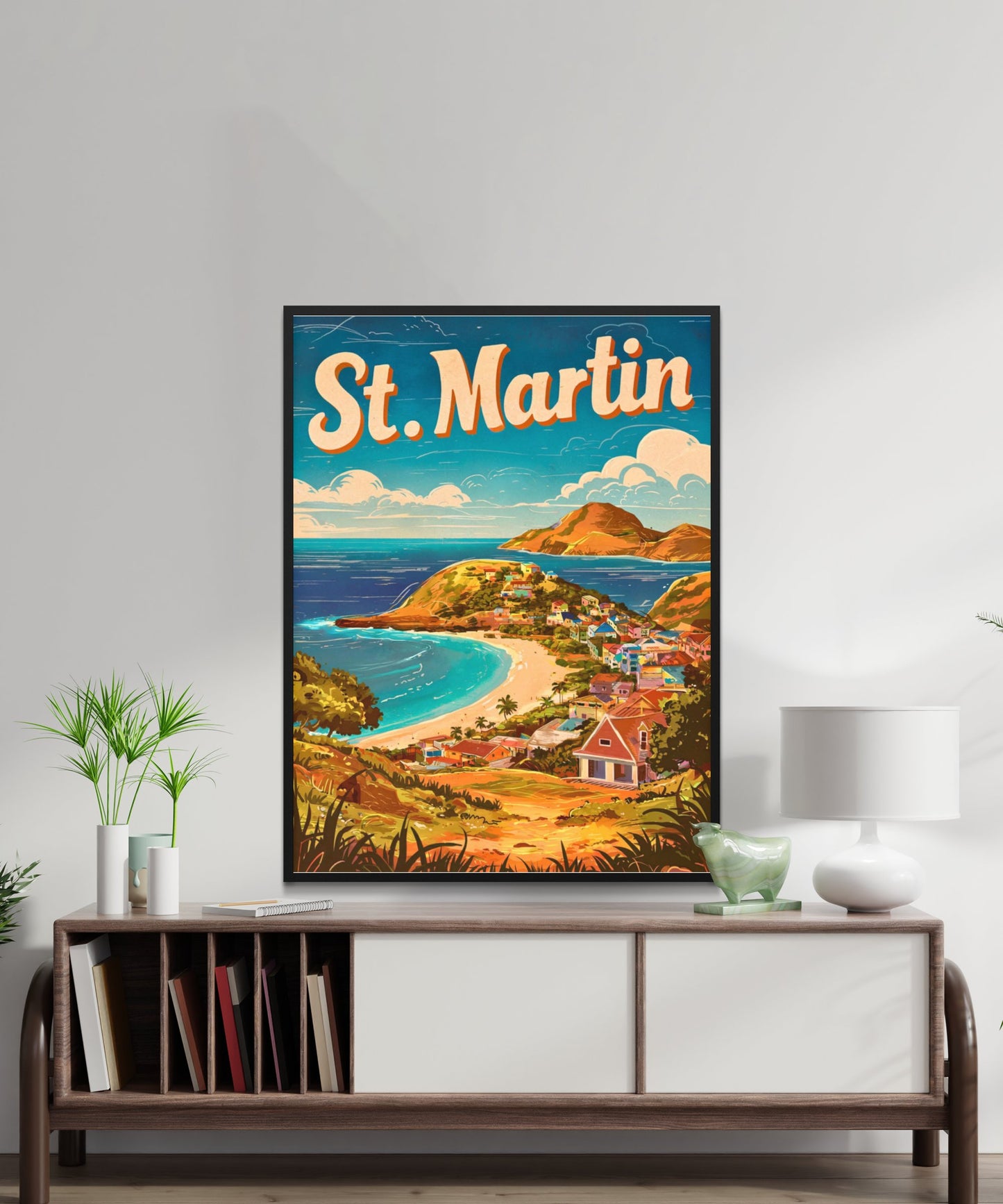 Saint Martin Vintage Travel Poster - Caribbean Elegance and Charm