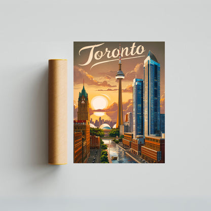 Toronto Vintage Travel Poster - Cityscape Views