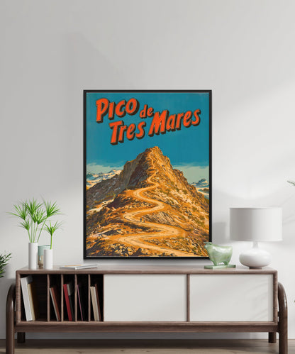 Pico de Tres Mares Vintage Travel Poster - Timeless Spanish Summit