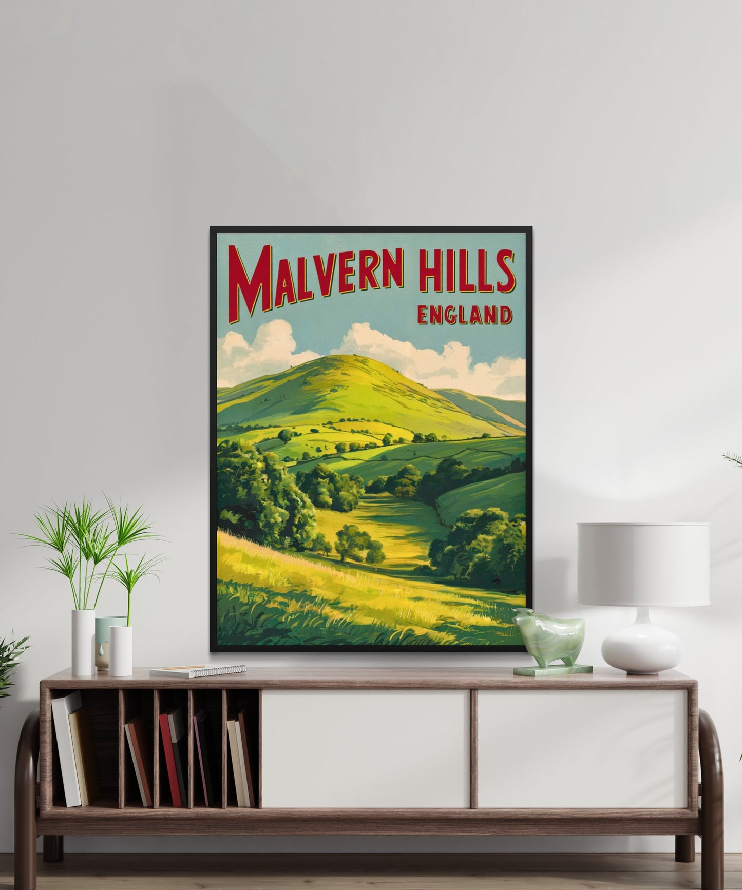 Malvern Hills Vintage Travel Poster  - Timeless English Countryside