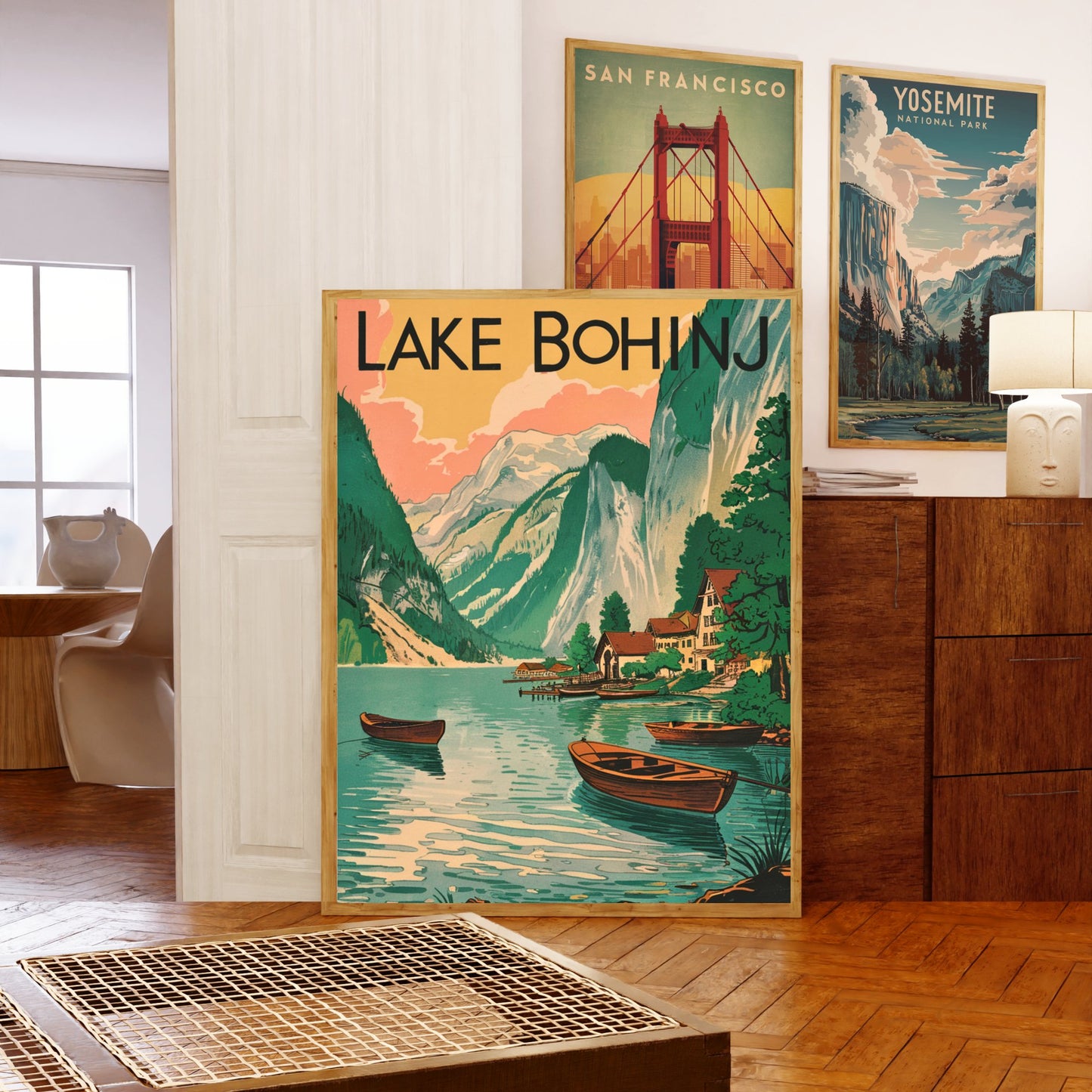 Lake Bohinj Vintage Travel Poster - Timeless Alpine Tranquility