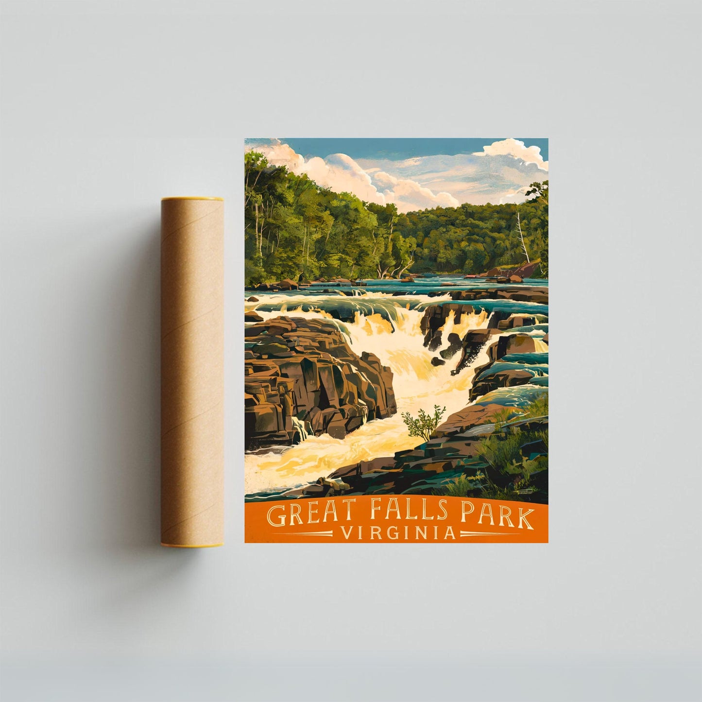 Great Falls Park Vintage Travel Poster