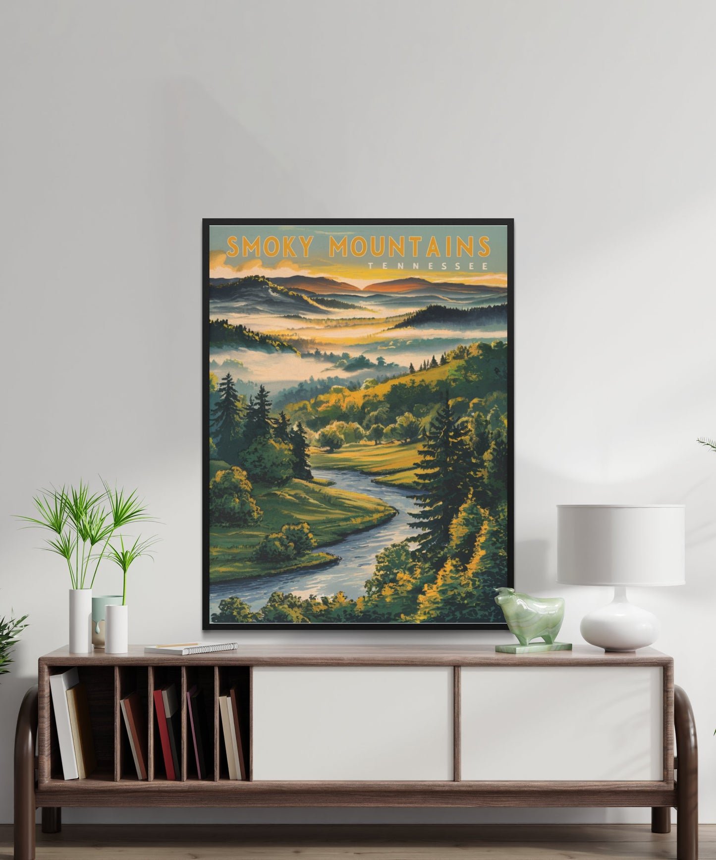 Smoky Mountains Vintage Travel Poster - Misty Peaks and Valleys