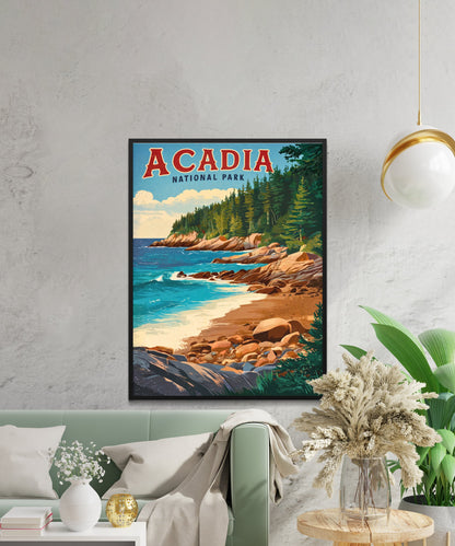 Acadia Vintage Travel Poster - National Park