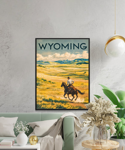 Wyoming  Vintage Travel Poster - The Wild Beauty of the Cowboy State