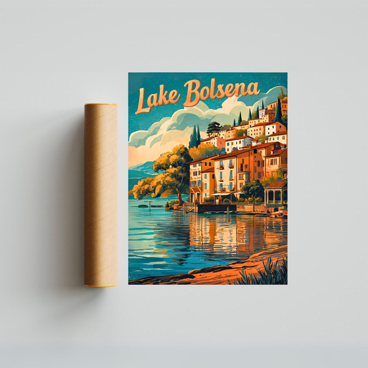 Lake Bolsena Vintage Travel Poster - Timeless Charm of Italy's Lake