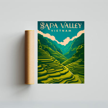 Sapa Valley Vintage Travel Poster