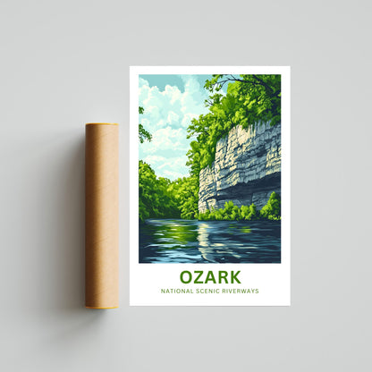 Ozark National Scenic Riverways Travel Poster - River Trails and Wilderness