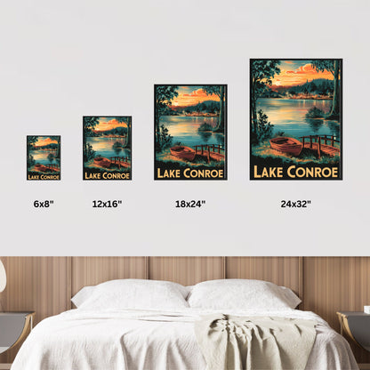 Lake Conroe Vintage Travel Poster - Crystal Clear