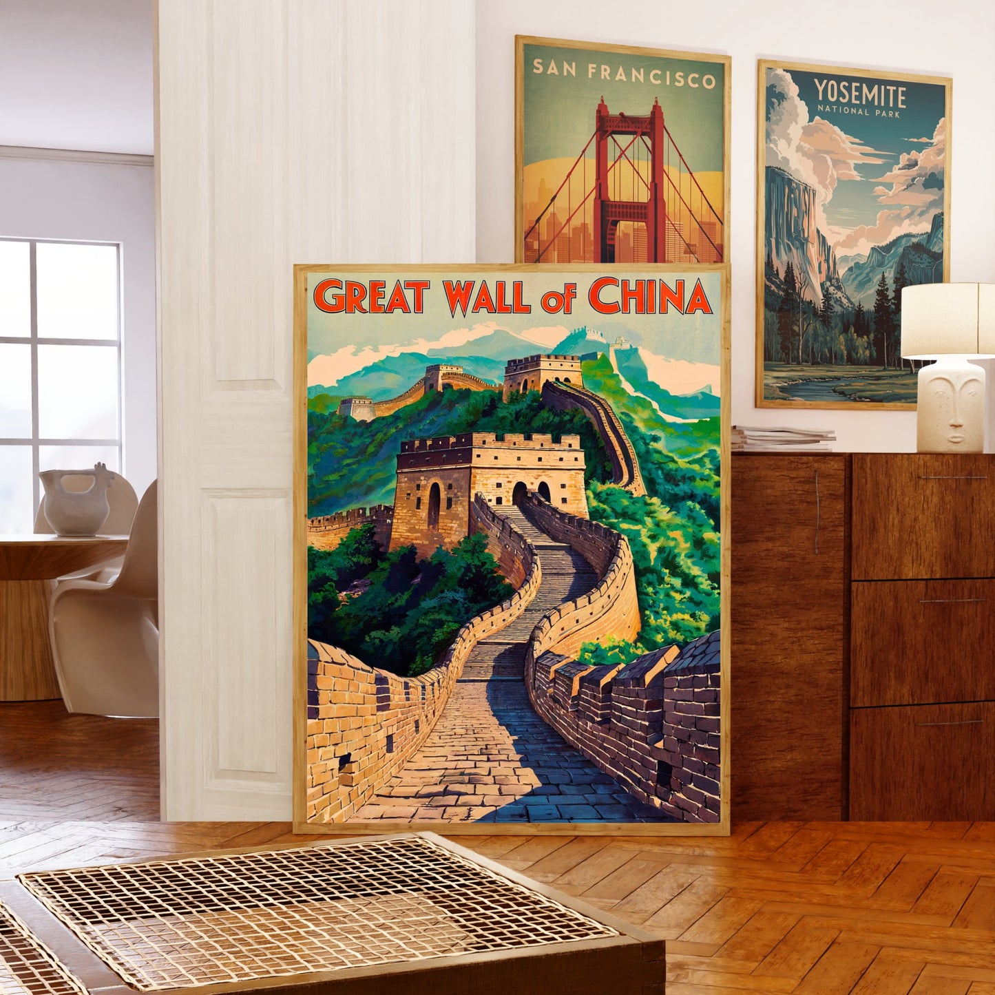 Great Wall of China Vintage Travel Poster