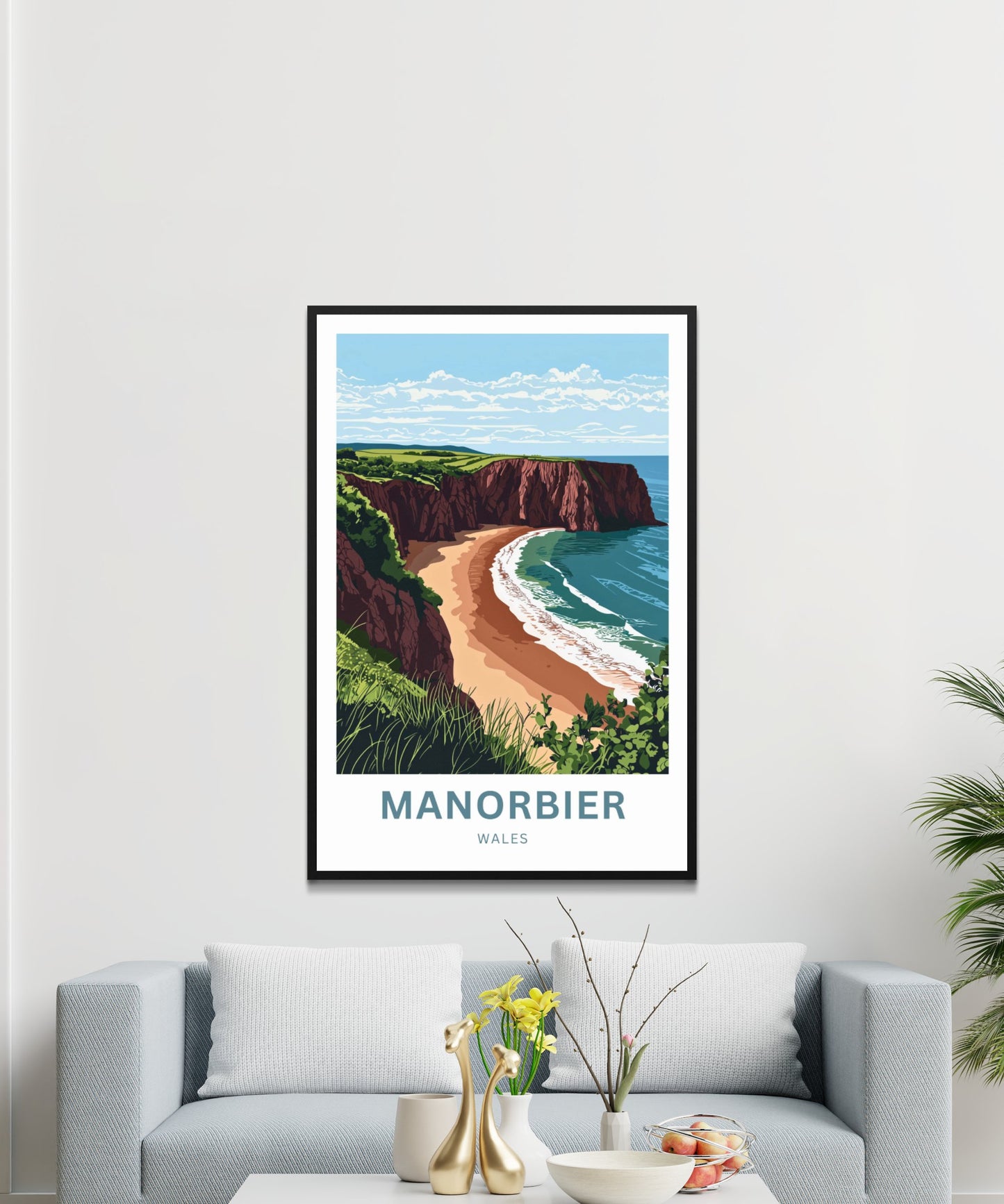 Manorbier Travel Poster - Wales Coastal Charm
