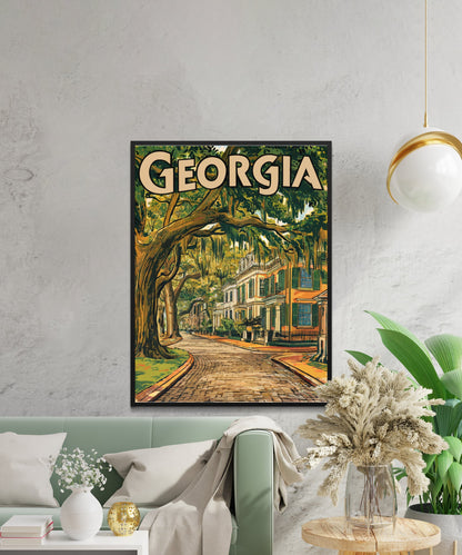 Georgia Vintage Travel Poster - Savannah