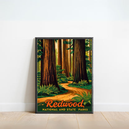 Redwood National and State Parks  Vintage Travel Poster