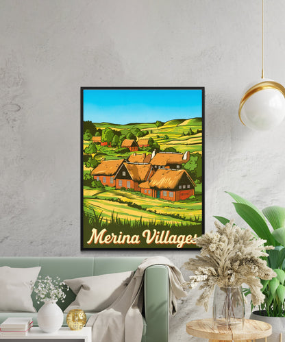 Merina Villages Vintage Travel Poster - Tropical Island