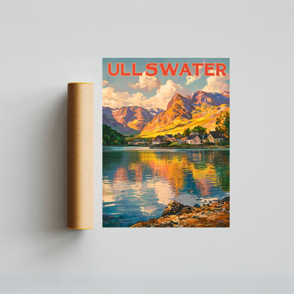 Ullswater Vintage Travel Poster - Serene Lake and Majestic Fells