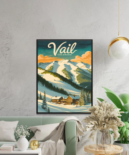 Vail Mountain Vintage Travel Poster - Charming Destination