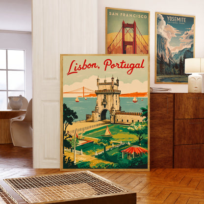 Lisbon Vintage Travel Poster - Capital of Portugal