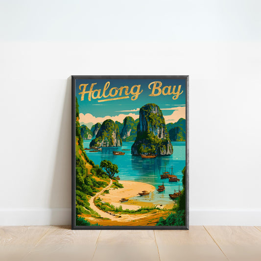 Halong Bay Vintage Travel Poster