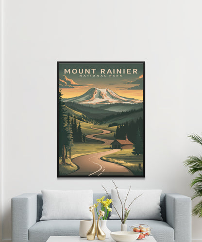 Mount Rainer Vintage Travel Poster - Wilderness Splendor