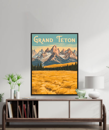 Grand Teton  Vintage Travel Poster  - Majestic Peaks