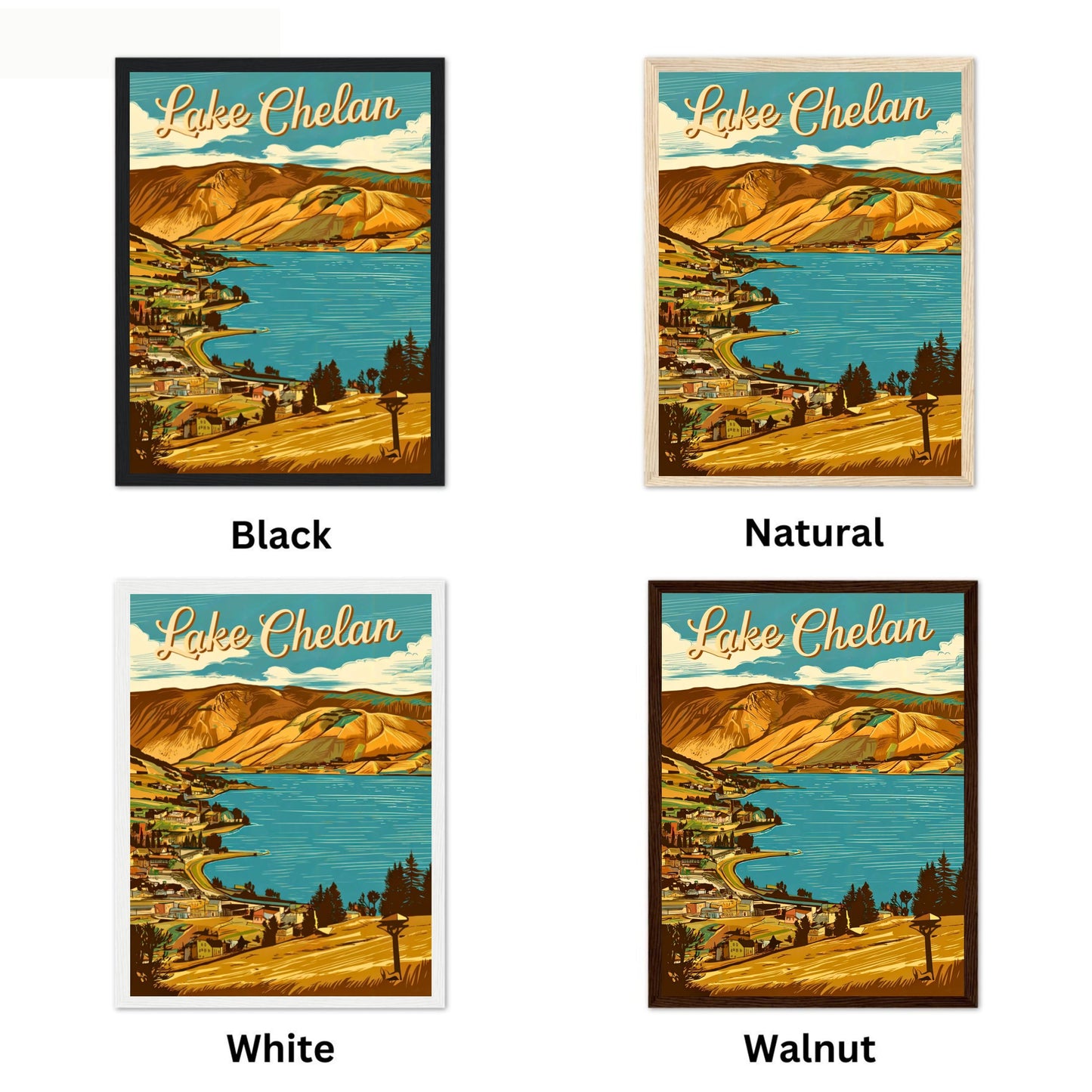 Lake Chelan Vintage Travel Poster - Timeless Waters of Washington