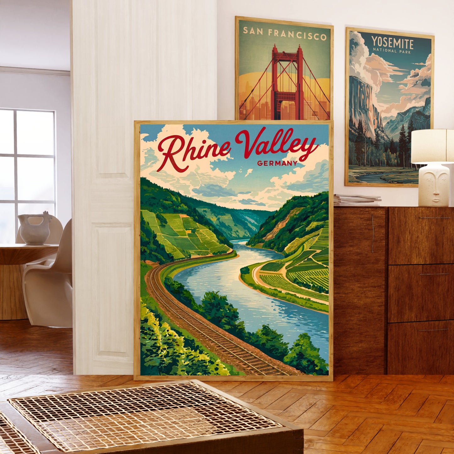 Rhine Valley  Vintage Travel Poster  - The Heart of Germany's Romantic River