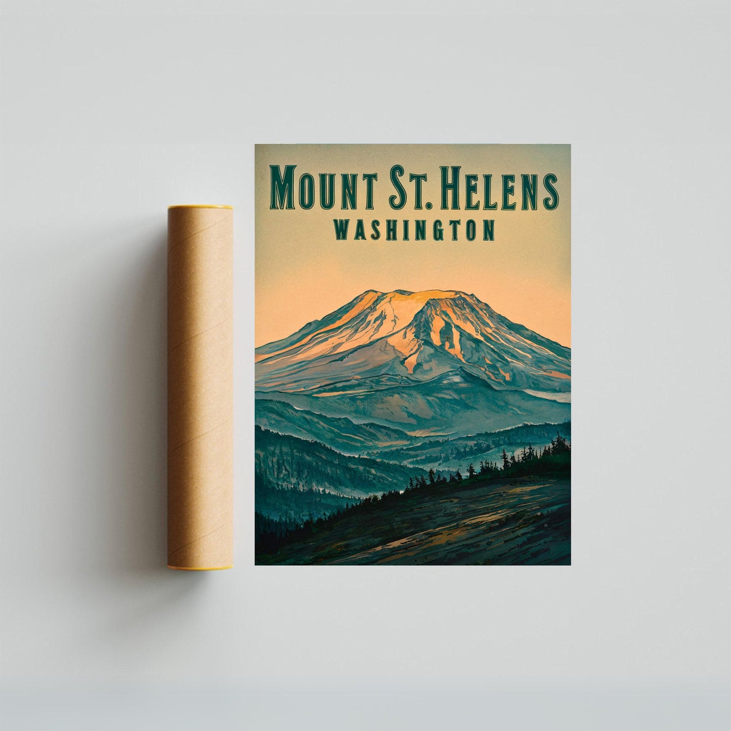 Mount St. Helens of China Vintage Travel Poster - Timeless Volcanic Majesty