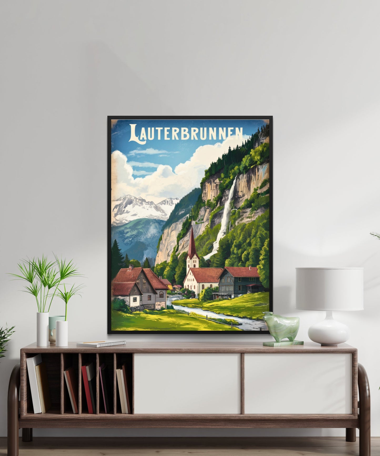 Lauterbrunnen Vintage Travel Poster - Swiss Valley Charm