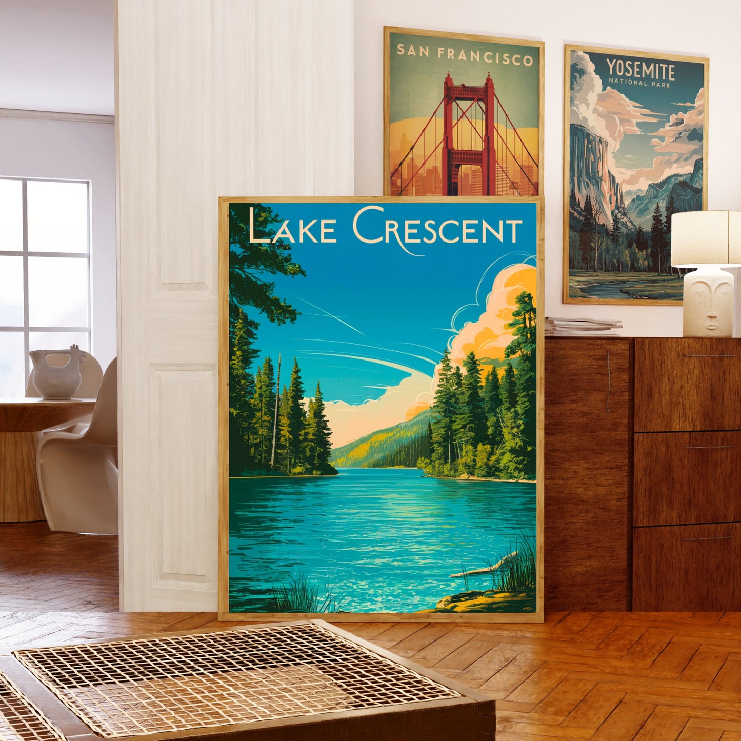 Lake Crescent Vintage Travel Poster