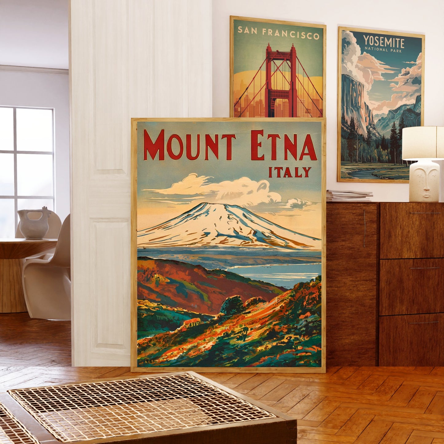 Mount Etna Vintage Travel Poster - Sicily's Fiery Wonder