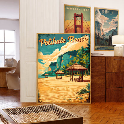 Polihale Beach Vintage Travel Poster