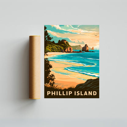 Phillip Island Vintage Travel Poster - Coastal Paradise