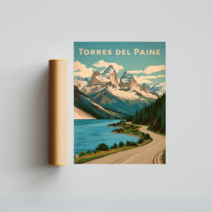 Torres del Paine Vintage Travel Poster - Epic Landscapes