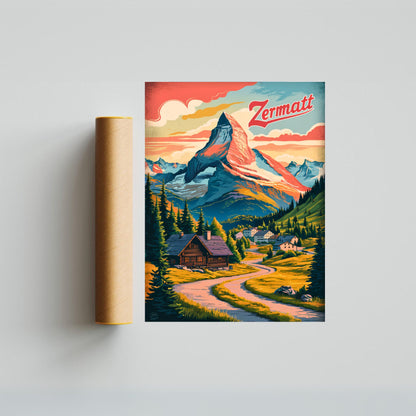 Zirmatt  Vintage Travel Poster - Majestic Peaks