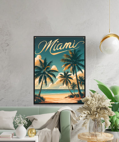 Miami Vintage Travel Poster - Oceanfront City