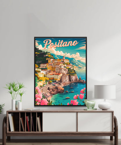 Positano Vintage Travel Poster - Cliffside Village