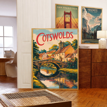 Cotswolds Vintage Travel Poster -Timeless English Countryside