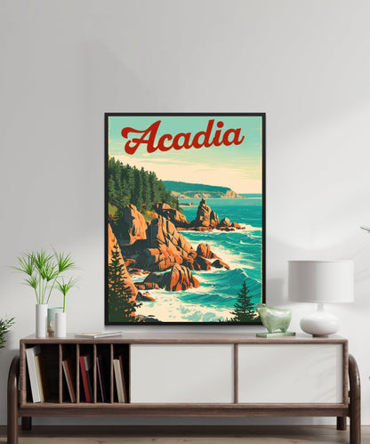 Acadia Vintage Travel Poster - Serene Lakes